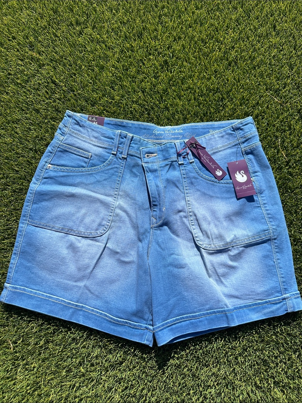 Gloria Vanderbilt Light Blue Women's Denim Utility Shorts